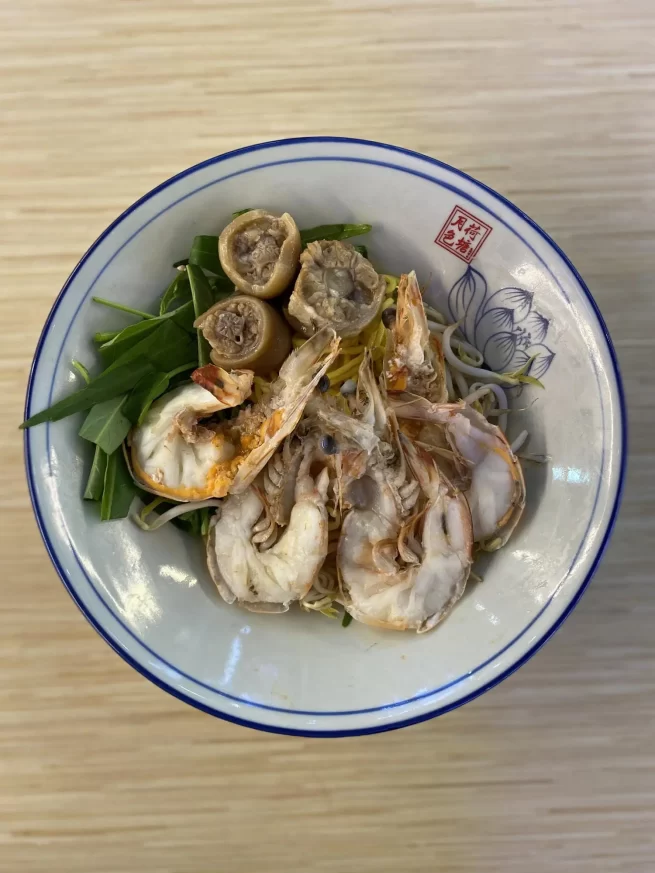 Homemade Pig's Tails Big Ang Kar Prawn Noodles 自制猪尾大红脚虾面